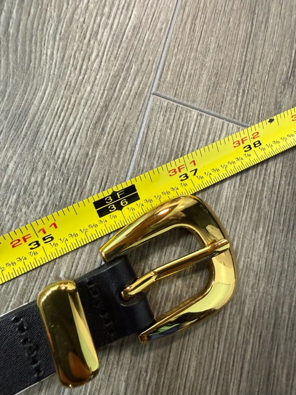 Banana Republic Gold Chain And Black Leather Belt XS Y2K Statement Belt - Picture 8 of 10
